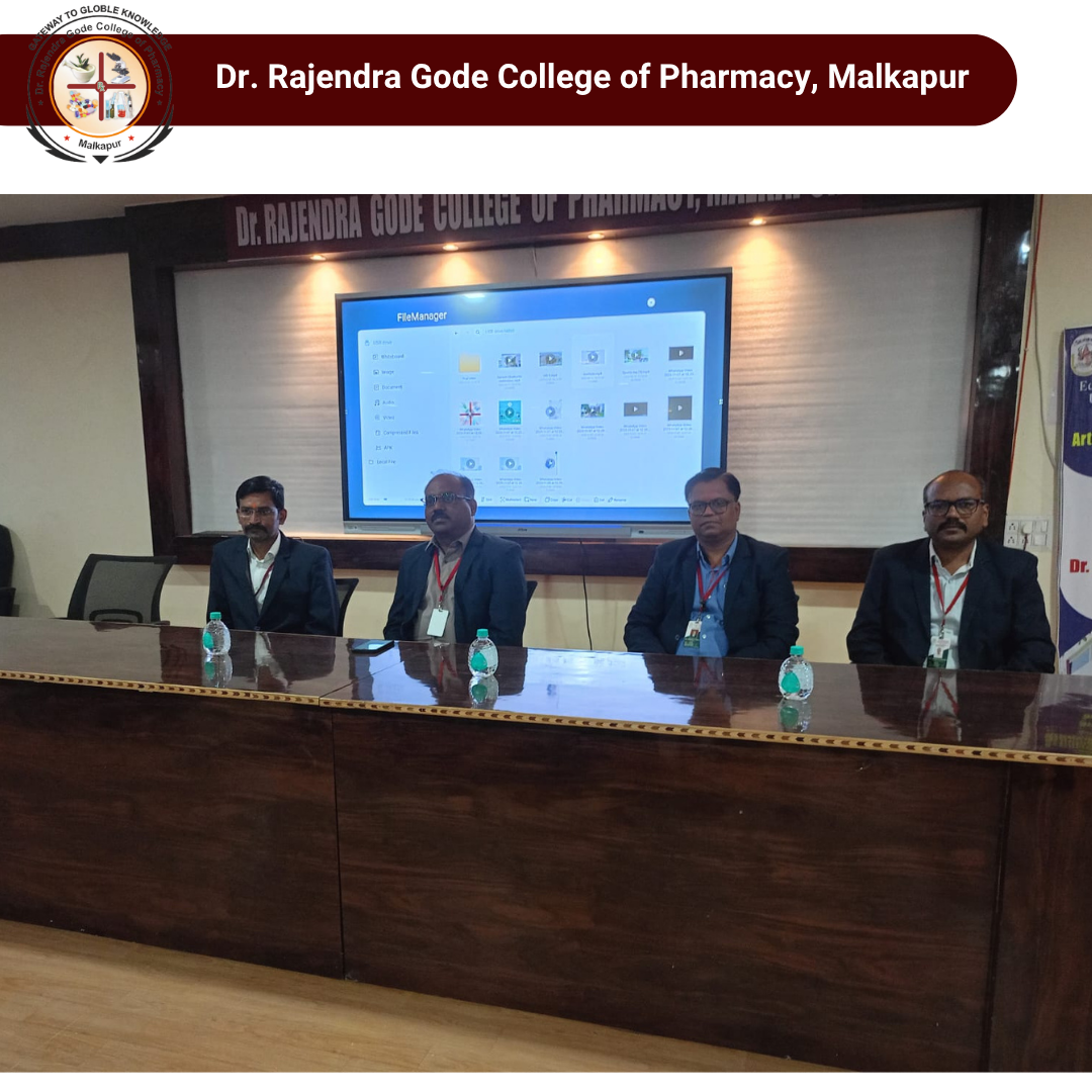 Orientation Program for First Year B. Pharm students (Academic Year 2025–26) was organized by Dr. Rajendra Gode College of Pharmacy, Malkapur, with the objective of welcoming and acquainting new students and their paren