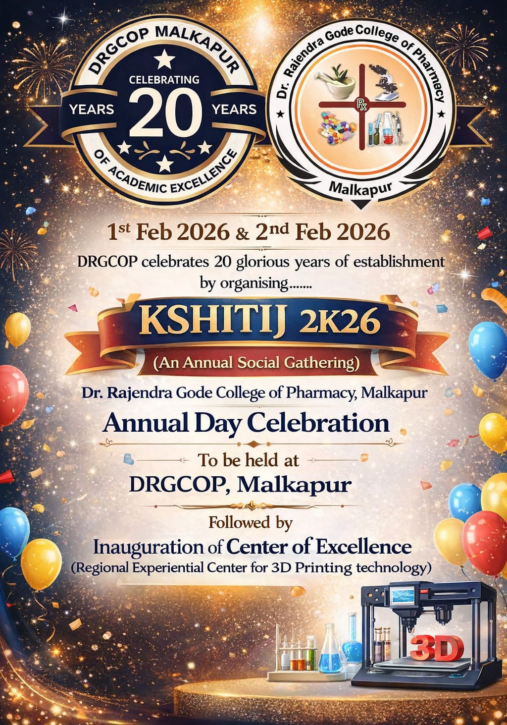 Conclusion of Kshitij 2026 Annual Cultural Fest at Dr. Rajendra Gode College of Pharmacy, Malkapur