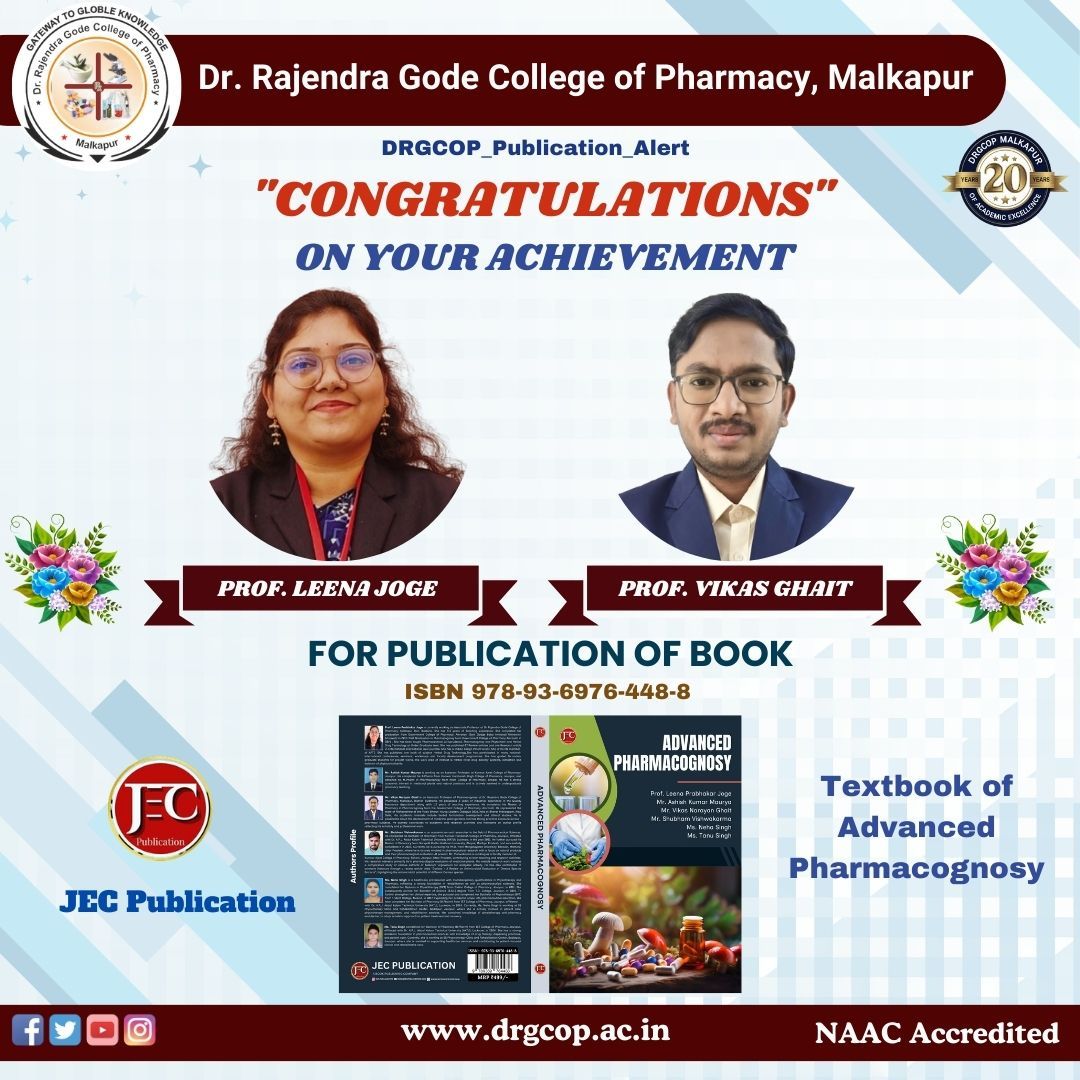 Heartiest Congratulations to Prof. Leena Joge mam and Prof. Vikas Ghait Sir